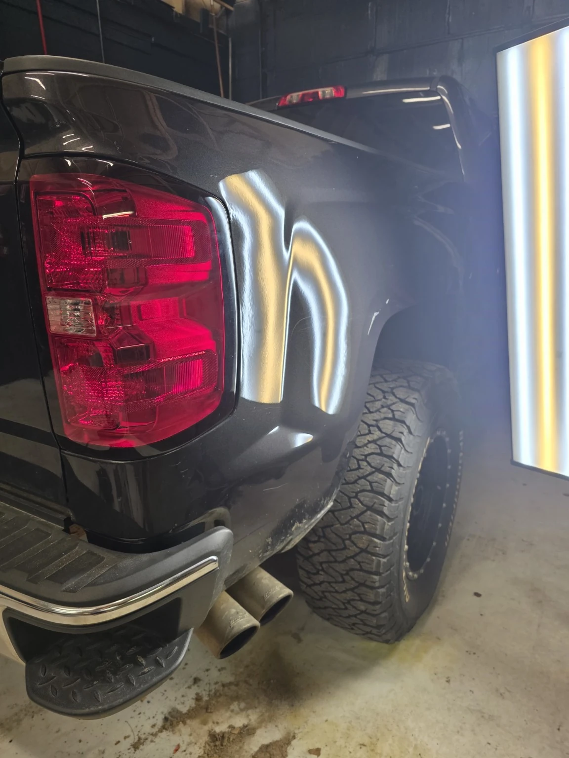 Pickup truck bedside after repair